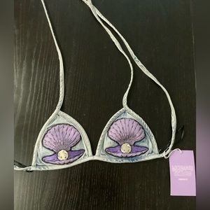 Clamshell & pearl 90s fit jean bralette size small
